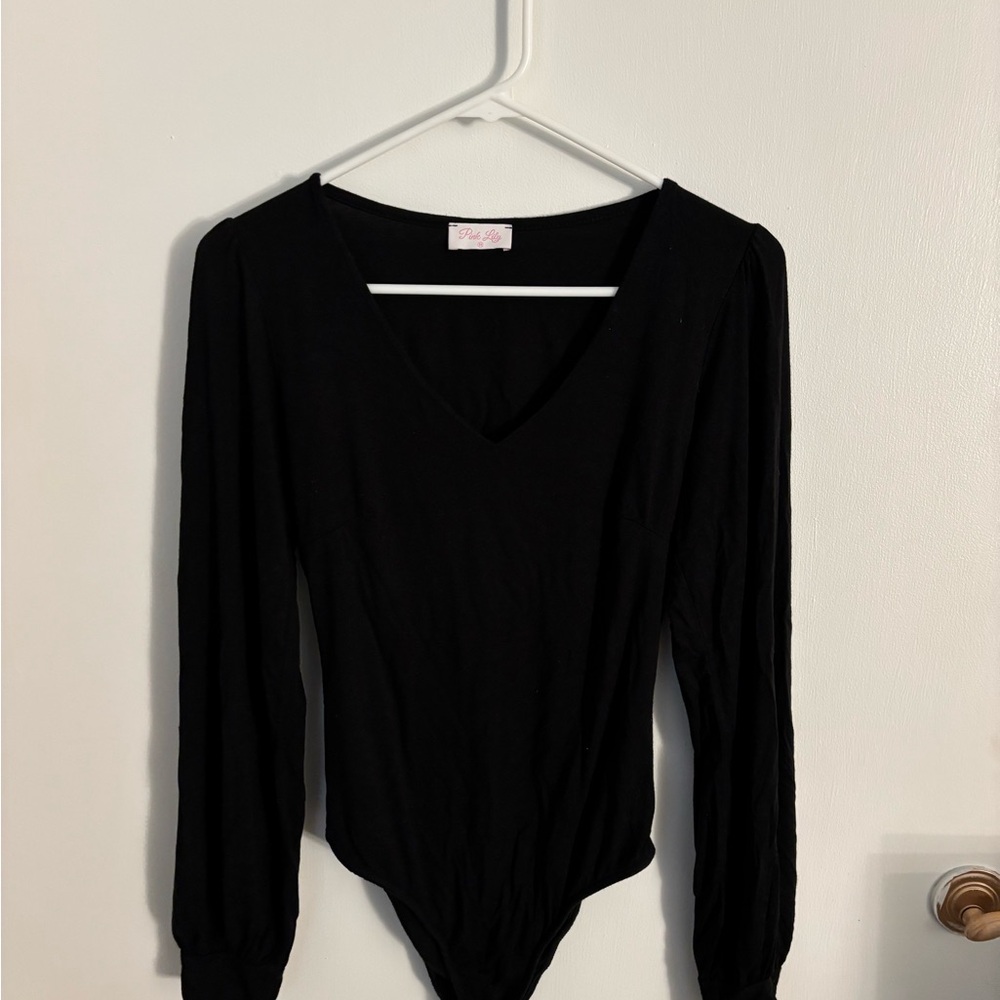 Pink Lily Black Long Sleeve Bodysuit